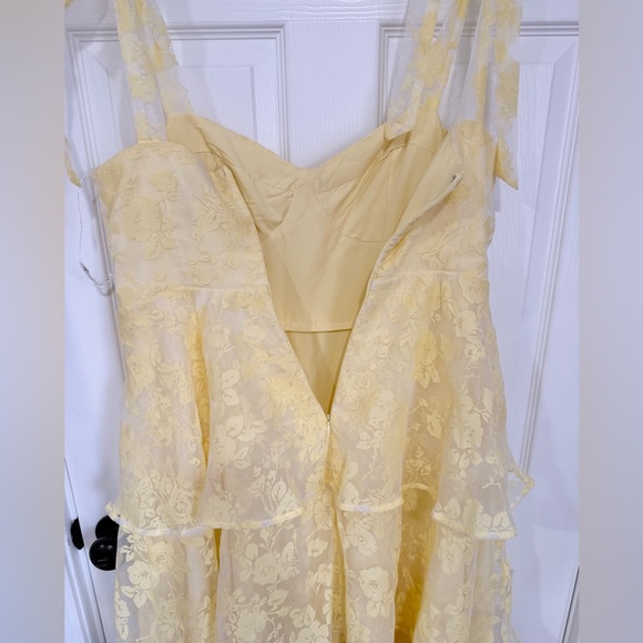 Lulus Yellow Coquette Tie-Strap Bustier Lace Sweetheart Neckline Midi XL Dress - Picture 8 of 10